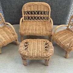 Vintage Rattan Doll Furnitures Set