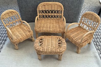 Vintage Rattan Doll Furnitures Set