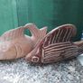 Two Stone Carved  Fish & a Stone Carved Bud Vase Image 2