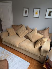 Gold/Beige 3 Seater Sofa