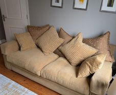 Gold/Beige 3 Seater Sofa