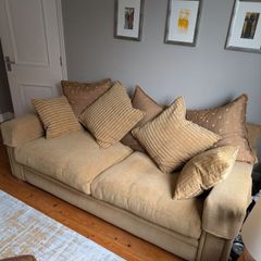 Gold/Beige 3 Seater Sofa