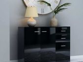 Sideboard High Gloss Black 105x30x75 cm Chipboard