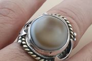 Antique Style Sulemani Agate Ring Vintage Brass &amp; Silver Inlay Design