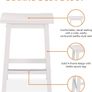 Basics Set of 2 Solid Wood Kitchen Counter Short Bar Stool, Dining Chair, Easy Assembly, Modern, 61 cm Tall, White Image 4