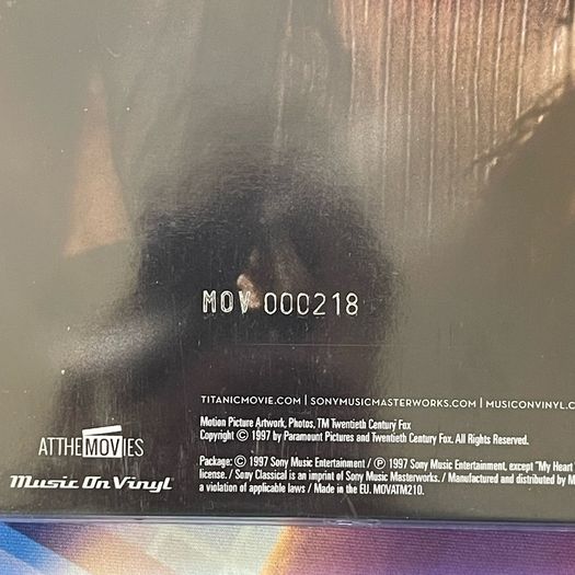 Titanic Original Movie Music 2 LP Transparent Blue Vinyls Limited Serialized Edition