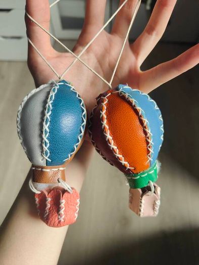 Handmade leather bag charm