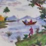 Vintage Wedgwood of Etruria England hanging plate of fishing by the river. Image 2