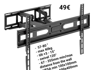 Tv Wall Mount Bracket Tilt Swivel 57-80"