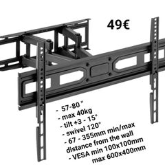 Tv Wall Mount Bracket Tilt Swivel 57-80"