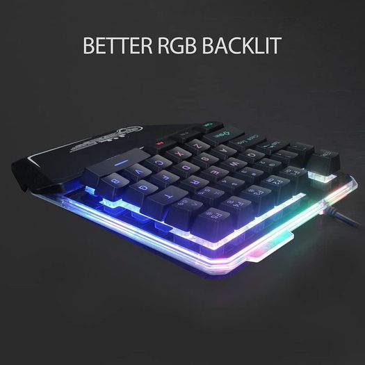 Gaming Keyboard RGB Backlit, 7KEYS 35 Keys Ergonomic Mini Keyboard with Wrist Rest, Half Keyboard for PC Gaming (Keypad)