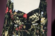 H&amp;M Floral Crop Puff Floral Sleeve Top Small