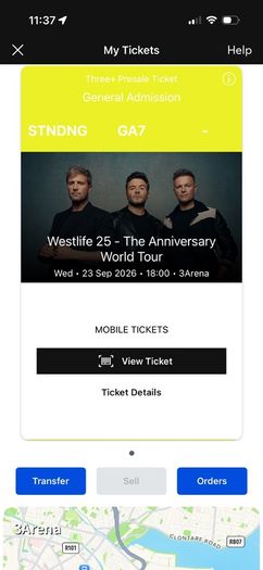 Westlife Standing Ticket