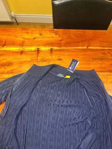 Polo Ralph Lauren Cable Knit Zip Cardigan Navy Blue