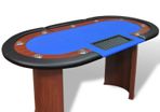 10-Player Poker Table with Dealer Area and Chip Tray Blue