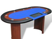 10-Player Poker Table with Dealer Area and Chip Tray Blue