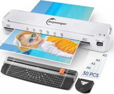 A3 Laminator with 30 Laminating Pouches - Fast 60s Warm Up & 355mm/min Lamination, All-in-1 Laminator Machine with Never Jam Technolagy, Support A3/A4/A5/A6, Perfect for Office Home School