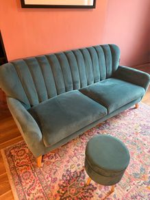 EZ Living Waldorf (formerly Harper) 3 Seater Velvet Sofa + Matching Velvet Footstool
