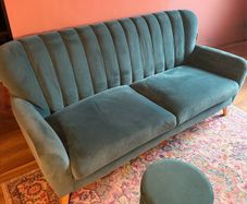 EZ Living Waldorf (formerly Harper) 3 Seater Velvet Sofa + Matching Velvet Footstool