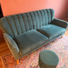 EZ Living Waldorf (formerly Harper) 3 Seater Velvet Sofa + Matching Velvet Footstool