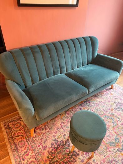 EZ Living Waldorf (formerly Harper) 3 Seater Velvet Sofa + Matching Velvet Footstool