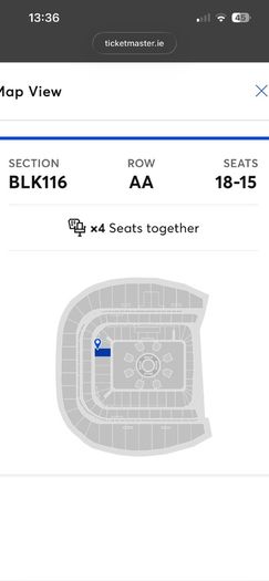 Metallica Ticket 21st June