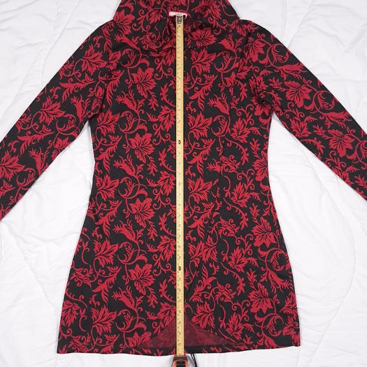 Joe Browns Black Red Floral High Neck Wrap Longline Tunic Long Sleeve Top 12UK/40EU