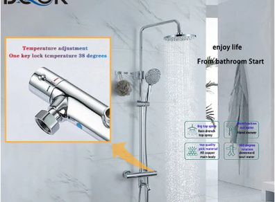 hermostatic Shower Faucet Chrome Bathroom Shower Mixer Set Waterfall Rain Shower System Bathtub Faucet Taps