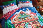 Catherine Lansfield Christmas Santas Workshop Duvet Set King Size Reversible