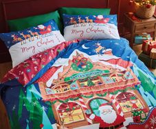 Catherine Lansfield Christmas Santas Workshop Duvet Set King Size Reversible