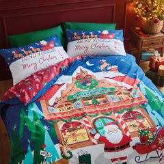 Catherine Lansfield Christmas Santas Workshop Duvet Set King Size Reversible
