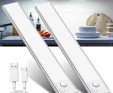 Under Cabinet Kitchen Lights Cupboard - LED Motion Sensor Light Indoor - 1100mAh Rechargeable Battery Operated - Wardrobe Strip Lighting Magnetic Stick Wireless USB Powered Shelf Stairs Counter Closet