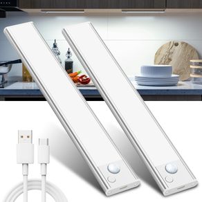 Under Cabinet Kitchen Lights Cupboard - LED Motion Sensor Light Indoor - 1100mAh Rechargeable Battery Operated - Wardrobe Strip Lighting Magnetic Stick Wireless USB Powered Shelf Stairs Counter Closet