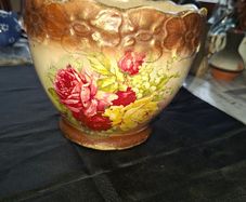 Victorian era Jardiniere Plant Pot Decorated with Floral Rose Patterns, Postage Available,