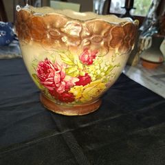 Victorian era Jardiniere Plant Pot Decorated with Floral Rose Patterns, Postage Available,