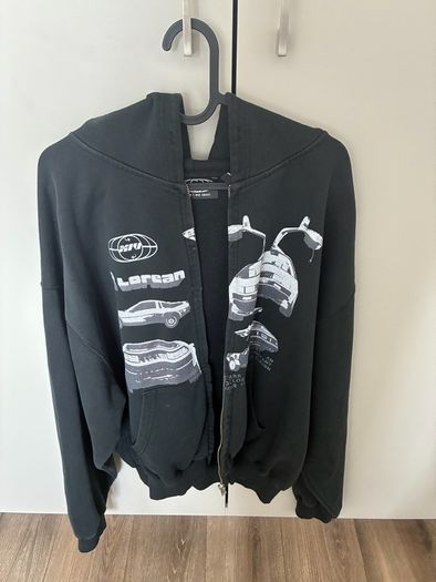 DeLorean Vintage Black Oversized Zipped Hoodie - Medium