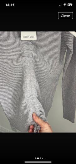 jumper grey vneck drawstring front jumper Bnwt