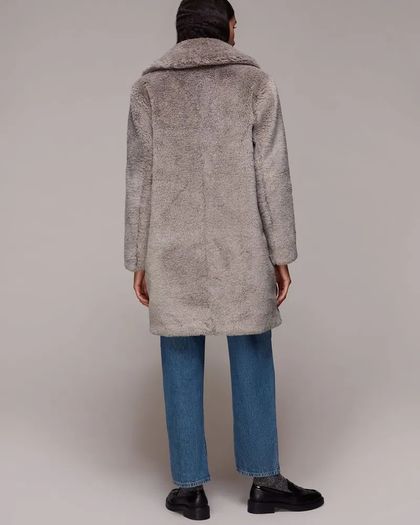 Whistles Imogen Lilac Faux Fur Oversized Coat