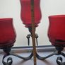 Antique Red Glass Candle Holders Image 8