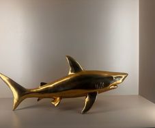 Large Gold Shark Statue | Stylish Home Decor Wall or Shelf Ornament