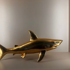 Large Gold Shark Statue | Stylish Home Decor Wall or Shelf Ornament