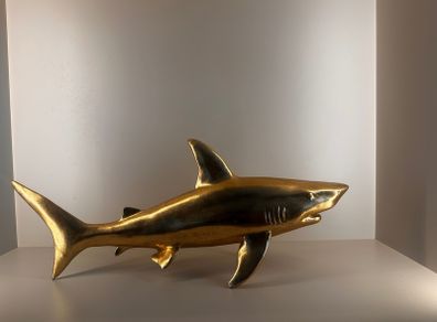 Large Gold Shark Statue | Stylish Home Decor Wall or Shelf Ornament