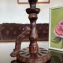 Primitive Candle Stick Antique Style Wood with Iron Tacks Image 7