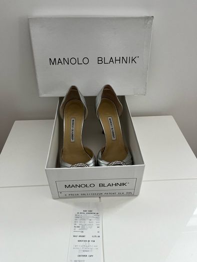 Manolo Blahnik Carrie silver shoes