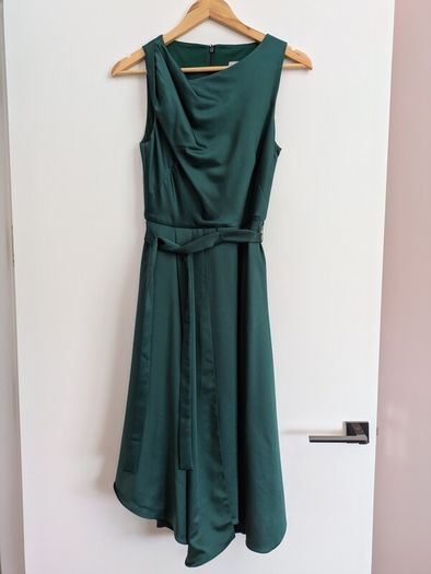 Forest Green belted occasion Oasis Dress size UK 8