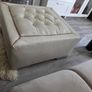 Cream Leather Custom Stud Ottoman Coffee table Image 3