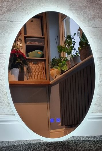 LED Bathroom Mirror 60x80cm Oval Demister Dual LED