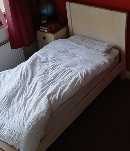 Single bed and mattress