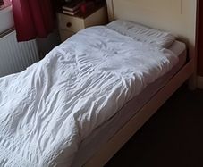 Single bed and mattress