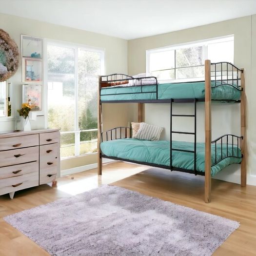 Sturdy Wooden & Metal Bunk Bed Easily Splits into 2 Single Beds!
